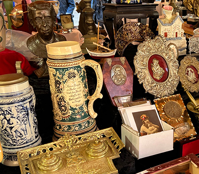A display of an antique collection