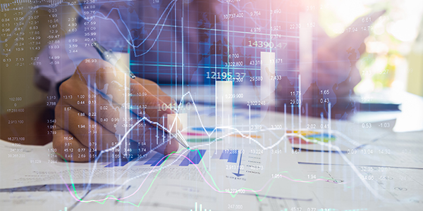 Person looking at a financial digital screen