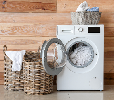 A washing machine full of laundry
